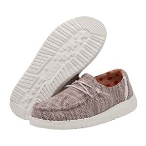 Hey Dude Girls/Youth White/Brown WENDY STRETCH - PEACH BUD Slip-On Shoes